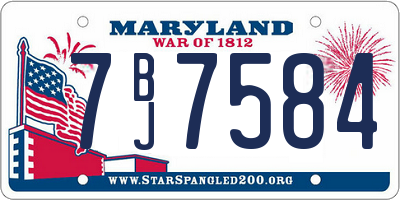 MD license plate 7BJ7584