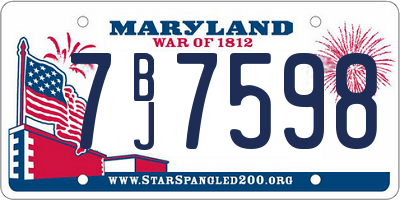 MD license plate 7BJ7598