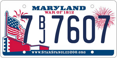 MD license plate 7BJ7607