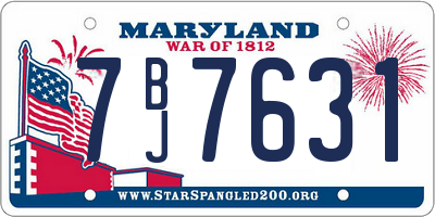 MD license plate 7BJ7631
