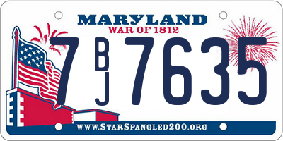 MD license plate 7BJ7635