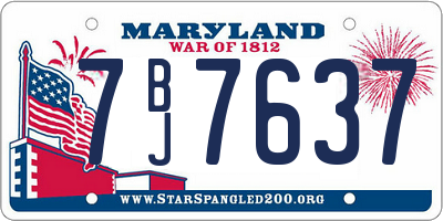MD license plate 7BJ7637