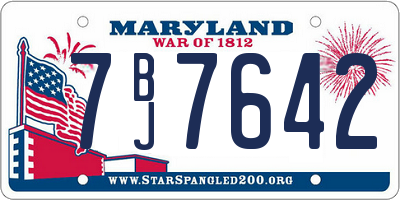 MD license plate 7BJ7642