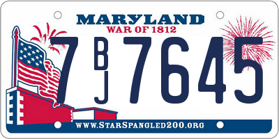 MD license plate 7BJ7645