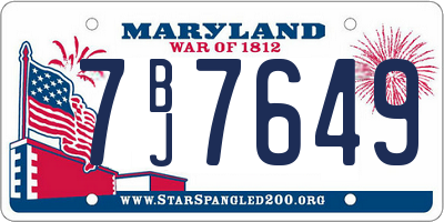 MD license plate 7BJ7649
