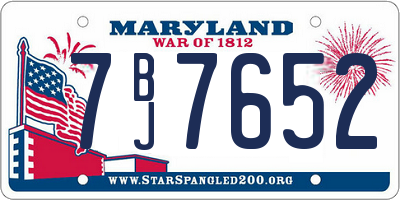 MD license plate 7BJ7652