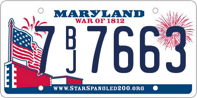 MD license plate 7BJ7663