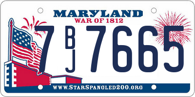MD license plate 7BJ7665