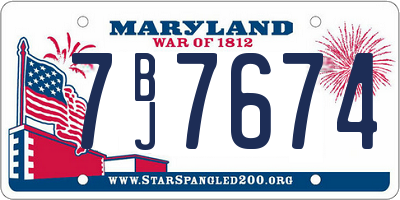 MD license plate 7BJ7674