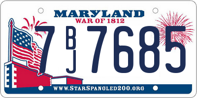 MD license plate 7BJ7685