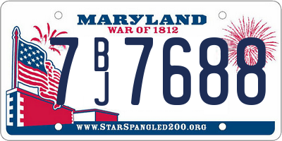 MD license plate 7BJ7688