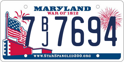 MD license plate 7BJ7694