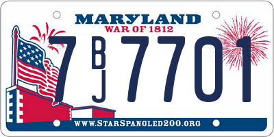 MD license plate 7BJ7701