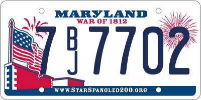 MD license plate 7BJ7702