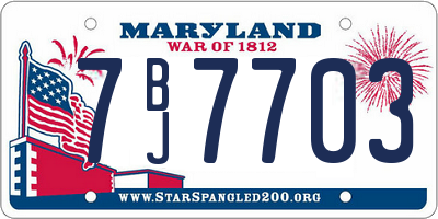 MD license plate 7BJ7703