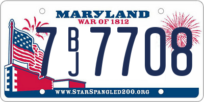MD license plate 7BJ7708