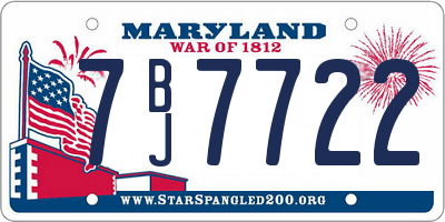 MD license plate 7BJ7722