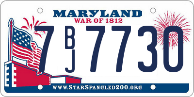 MD license plate 7BJ7730