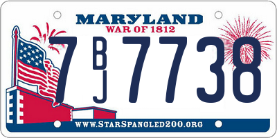 MD license plate 7BJ7738
