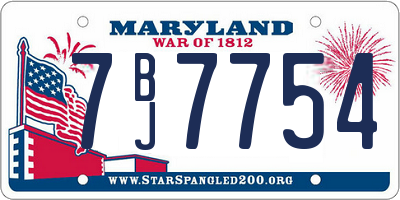 MD license plate 7BJ7754