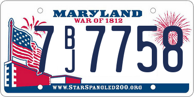 MD license plate 7BJ7758