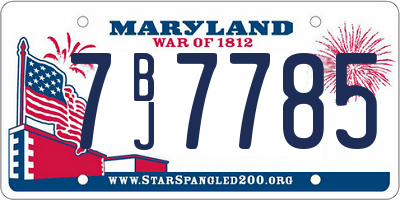 MD license plate 7BJ7785