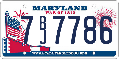 MD license plate 7BJ7786