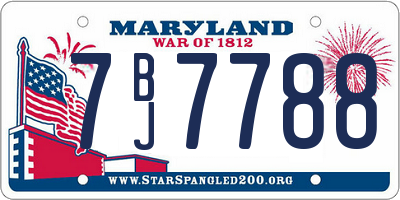 MD license plate 7BJ7788