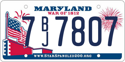 MD license plate 7BJ7807