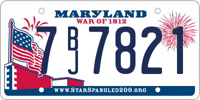 MD license plate 7BJ7821