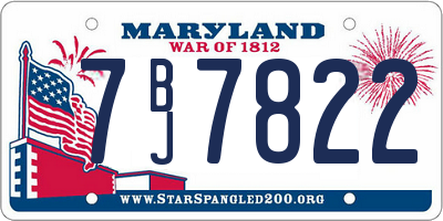 MD license plate 7BJ7822