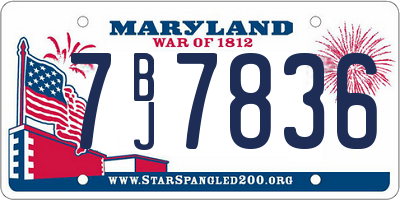 MD license plate 7BJ7836