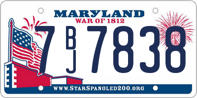 MD license plate 7BJ7838