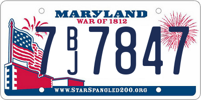 MD license plate 7BJ7847
