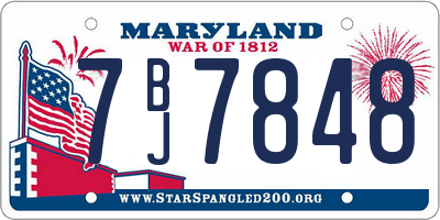 MD license plate 7BJ7848