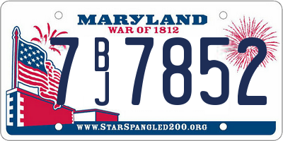 MD license plate 7BJ7852