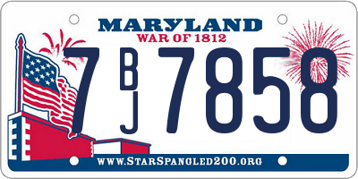 MD license plate 7BJ7858