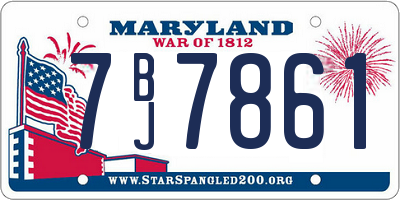 MD license plate 7BJ7861