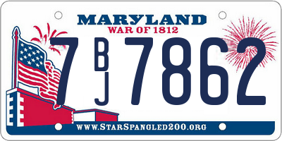 MD license plate 7BJ7862