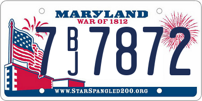 MD license plate 7BJ7872