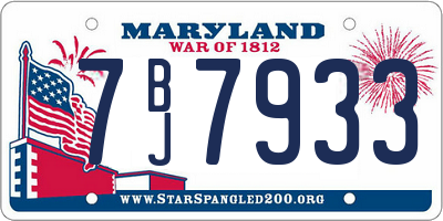 MD license plate 7BJ7933