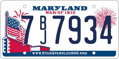 MD license plate 7BJ7934