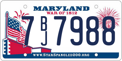 MD license plate 7BJ7988