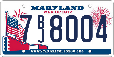 MD license plate 7BJ8004