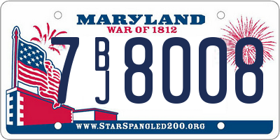 MD license plate 7BJ8008