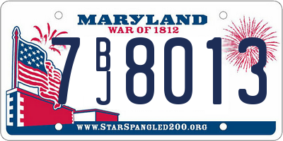MD license plate 7BJ8013