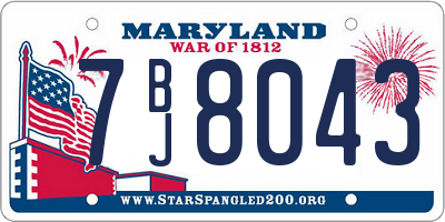 MD license plate 7BJ8043
