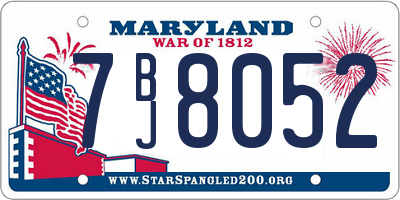 MD license plate 7BJ8052