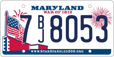 MD license plate 7BJ8053
