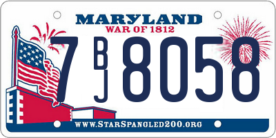 MD license plate 7BJ8058